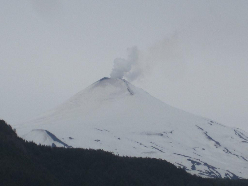 Villarica smoking in the chilly Chile morning air.